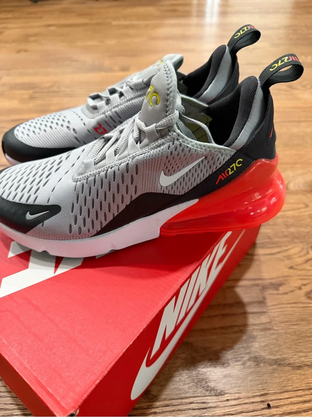 Nike KIDS BOYS Grey with Red and Yellow Accents Sneakers